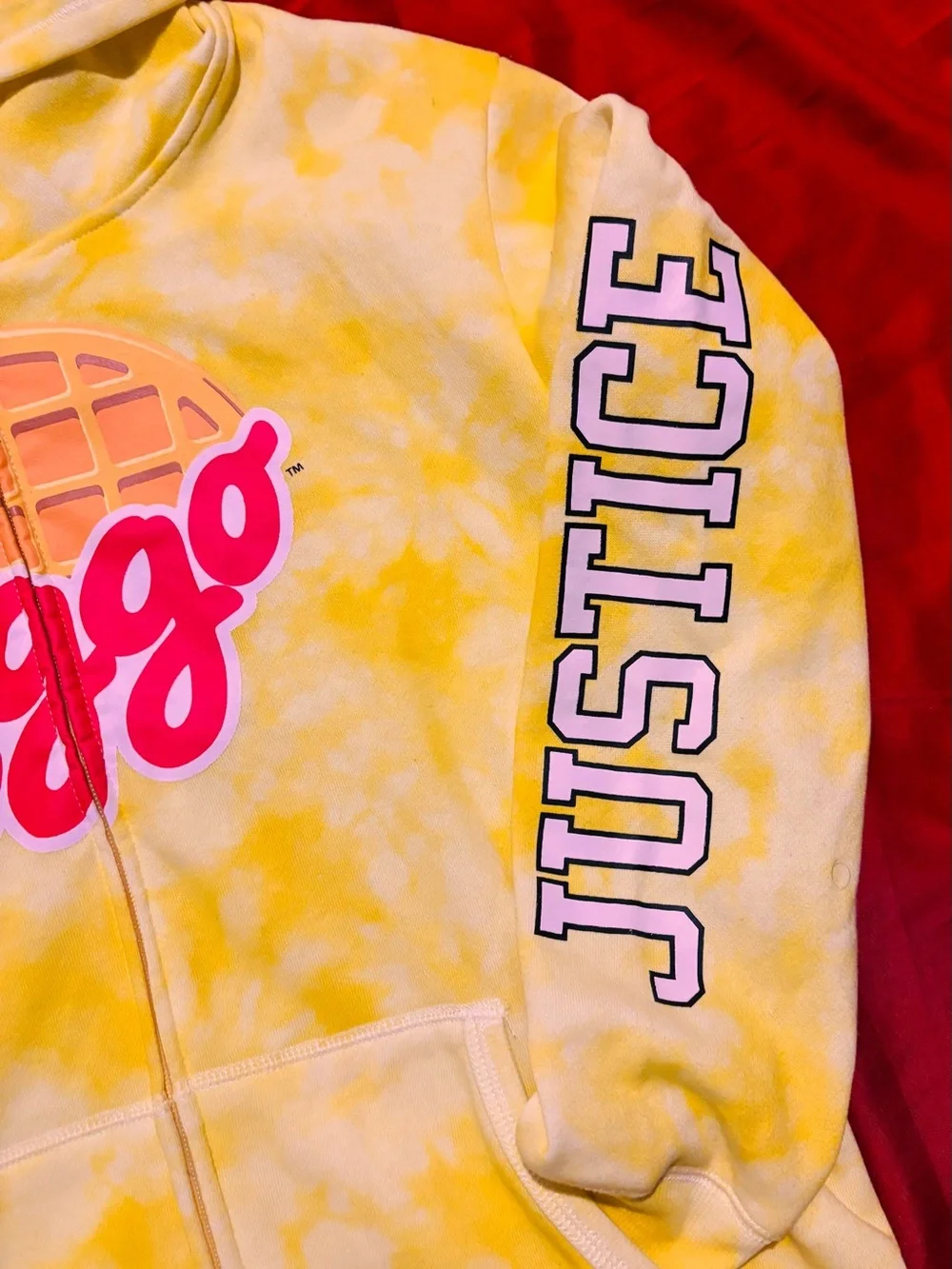 Justice Yellow Tie-Dye Eggo Zip Hoodie